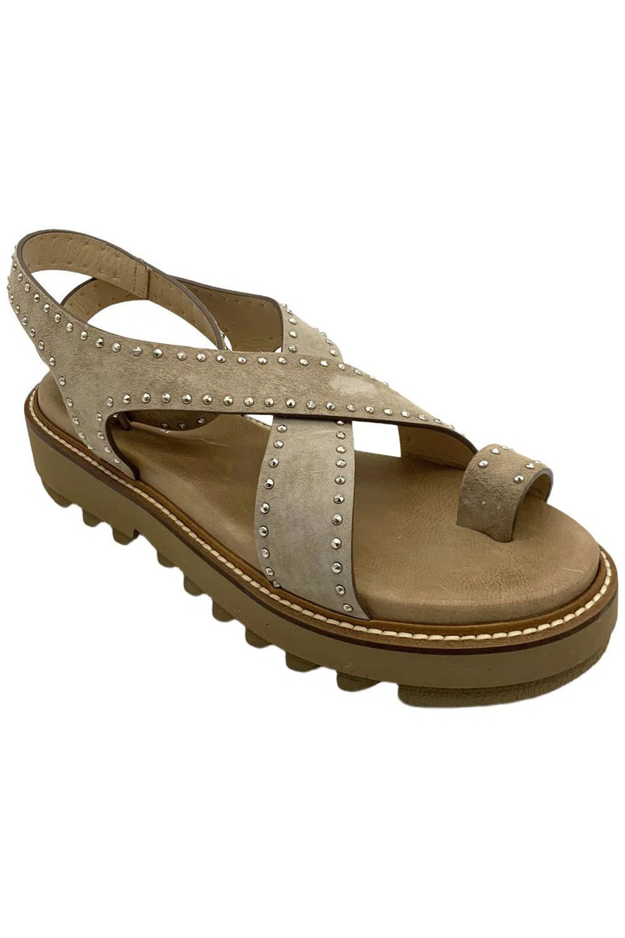 Donald Pliner Women's Elizabet Strappy Sandal Oily Suede Taupe - Medium